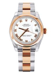 ROLEX DATEJUST 31 MM | OYSTER BAND 18K GOLD & STEEL WATCH | 178241 | 18K ROSE GOLD SMOOTH | WHITE ROMAN
