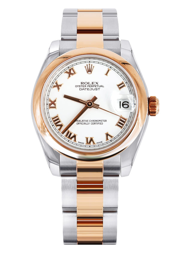 ROLEX DATEJUST 31 MM | OYSTER BAND 18K GOLD & STEEL WATCH | 178241 | 18K ROSE GOLD SMOOTH | WHITE ROMAN