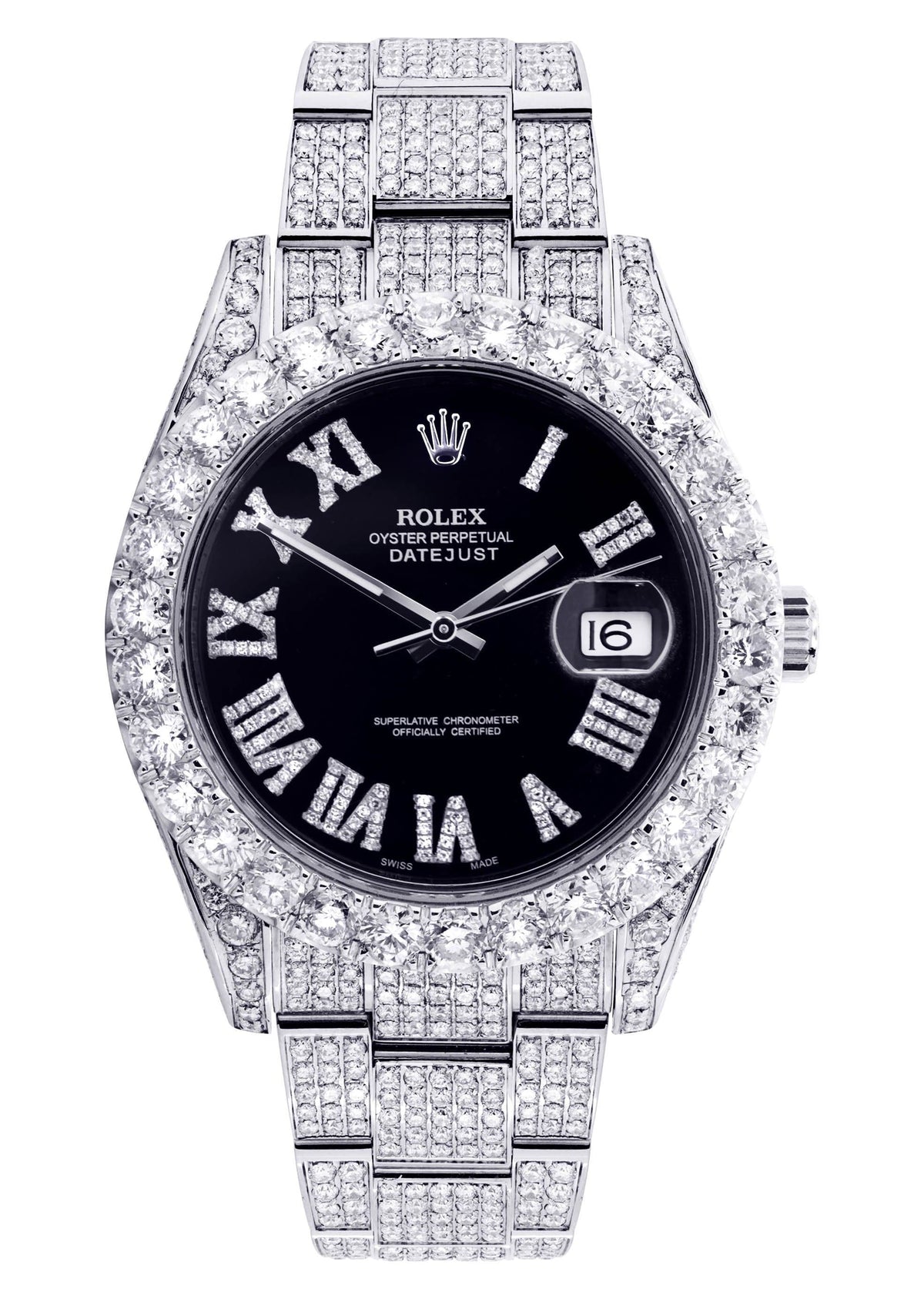 Diamond Rolex Datejust 41 | Custom Diamond Dial | Stainless Steel | 19.5 Carats