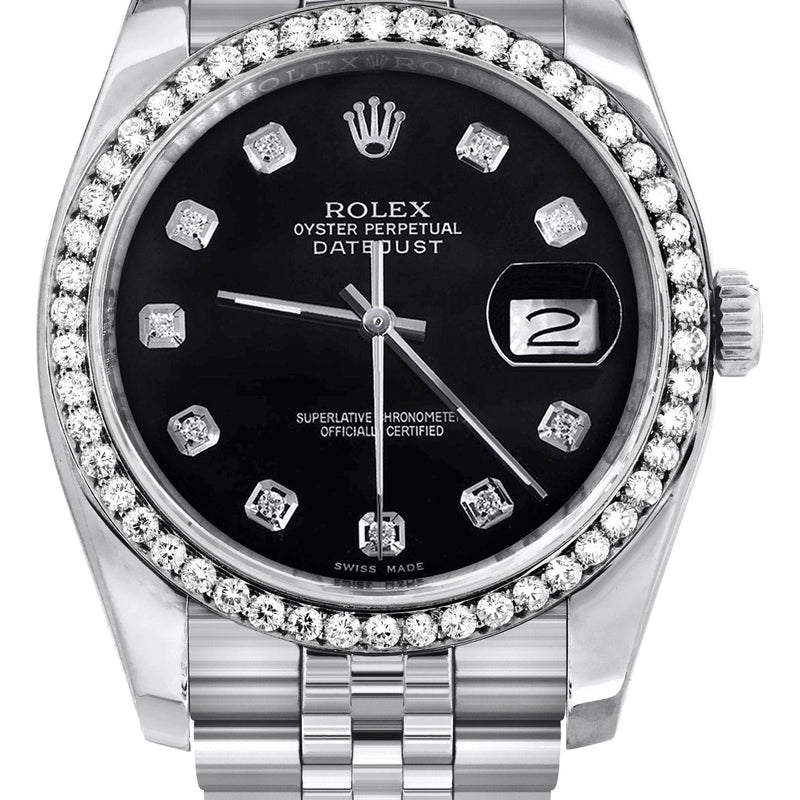 116200 | Hidden Clasp | Rolex Datejust  Watch | 36Mm | Black Dial | Jubilee Band