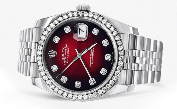 116200 | Hidden Clasp | Rolex Datejust Watch | 36Mm | Red Dial | Jubilee Band