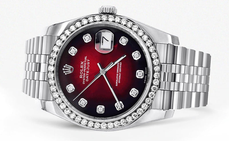 116200 | Hidden Clasp | Rolex Datejust Watch | 36Mm | Red Dial | Jubilee Band