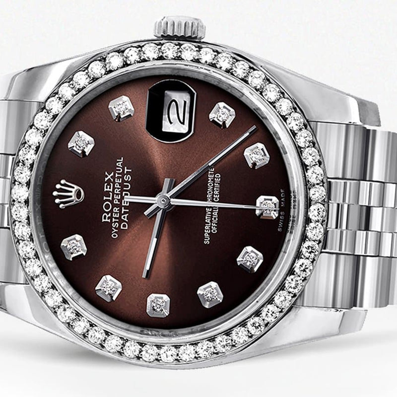 116200 | Hidden Clasp | Diamond Rolex Datejust Watch | 36MM | Chocolate Diamond Dial | Jubilee Band