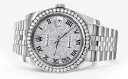 116200 | Hidden Clasp | Diamond Rolex Datejust Watch | 36MM | Full Diamond Roman Dial | Jubilee Band