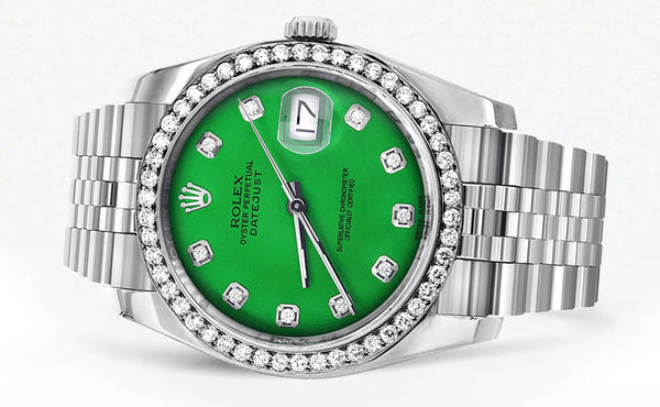 116200 | Hidden Clasp | Rolex Datejust Watch | 36Mm | Green Dial | Jubilee Band
