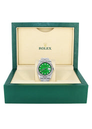 116200 | Hidden Clasp | Rolex Datejust Watch | 36Mm | Green Dial | Jubilee Band