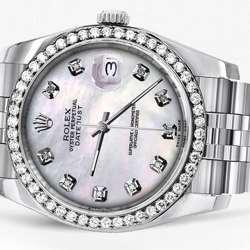 116200 | Hidden Clasp | Diamond Rolex Datejust Watch | 36Mm | White Mother Of Pearl Dial | Jubilee Band