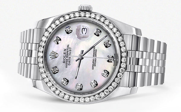 116200 | Hidden Clasp | Diamond Rolex Datejust Watch | 36Mm | White Mother Of Pearl Dial | Jubilee Band