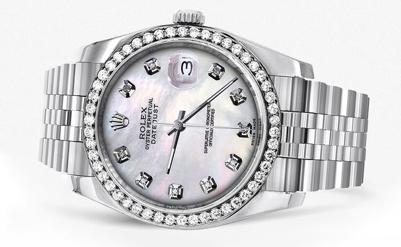 116200 | Hidden Clasp | Diamond Rolex Datejust Watch | 36Mm | White Mother Of Pearl Dial | Jubilee Band
