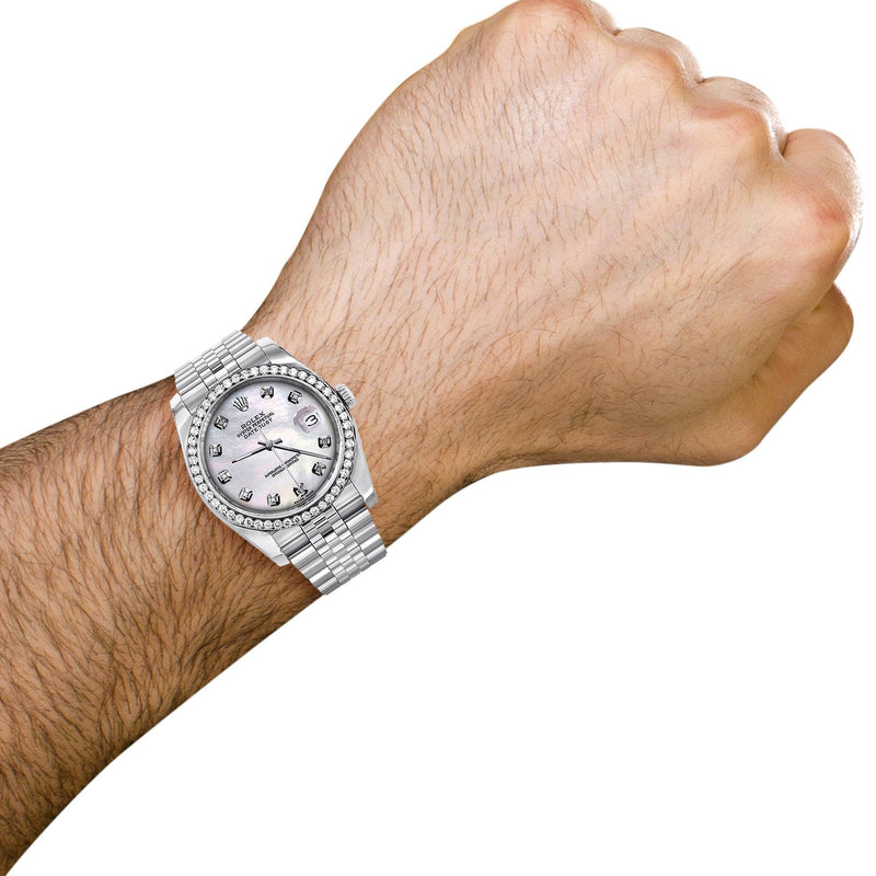 116200 | Hidden Clasp | Diamond Rolex Datejust Watch | 36Mm | White Mother Of Pearl Dial | Jubilee Band