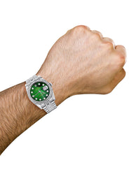 116200 | Hidden Clasp | Diamond Rolex Datejust Watch | 36Mm | Green Diamond Mother Of Pearl Dial | Jubilee Band