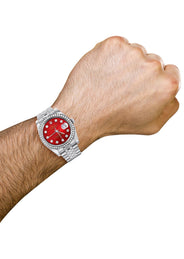116200 | Hidden Clasp | Diamond Rolex Datejust Watch | 36Mm | Red Diamond Dial | Jubilee Band