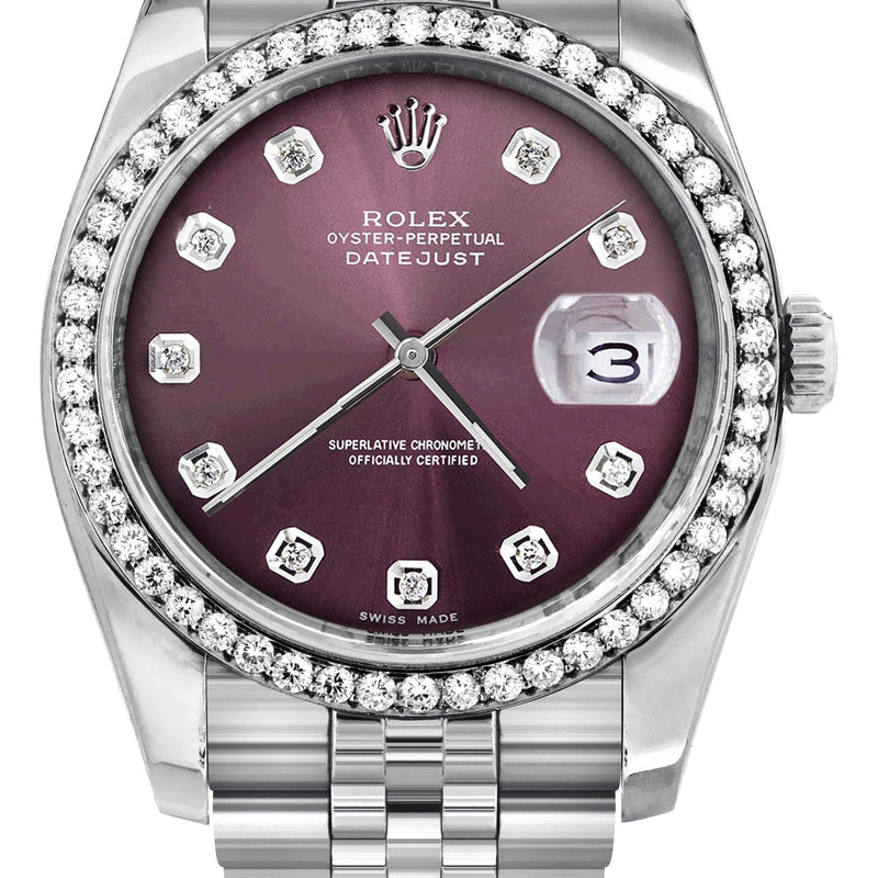 116200 | Hidden Clasp | Rolex Datejust Watch | 36Mm | Purple Dial | Jubilee Band
