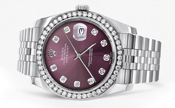 116200 | Hidden Clasp | Rolex Datejust Watch | 36Mm | Purple Dial | Jubilee Band