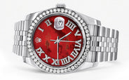 116200 | Hidden Clasp | Diamond Rolex Datejust Watch | 36Mm | Diamond Red Mother Of Pearl Roman Numeral Dial | Jubilee Band
