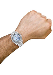 116200 | Hidden Clasp | Diamond Rolex Datejust Watch | 36Mm | Blue Mother Of Pearl Roman Numeral Dial | Jubilee Band