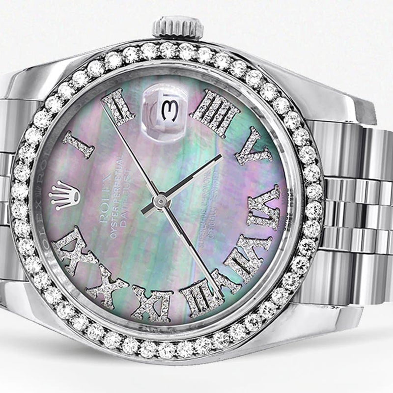 116200 | Hidden Clasp | Diamond Rolex Datejust  Watch | 36Mm | Dark Mother Of Pearl Dial | Roman Numeral | Jubilee Band