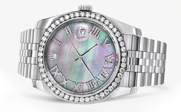 116200 | Hidden Clasp | Diamond Rolex Datejust  Watch | 36Mm | Dark Mother Of Pearl Dial | Roman Numeral | Jubilee Band
