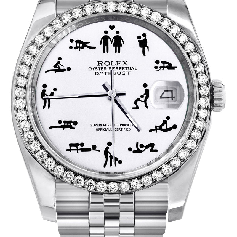 116200 | Hidden Clasp | Diamond Rolex Datejust  Watch | 36Mm | Custom Erotic Dial | Jubilee Band