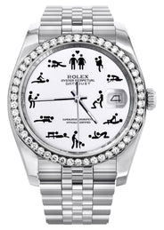 116200 | Hidden Clasp | Diamond Rolex Datejust  Watch | 36Mm | Custom Erotic Dial | Jubilee Band