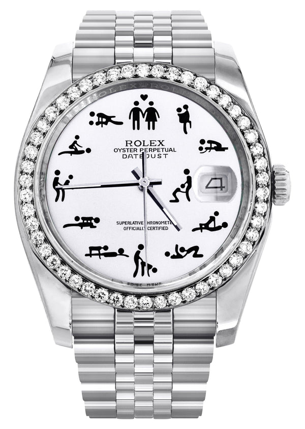 116200 | Hidden Clasp | Diamond Rolex Datejust  Watch | 36Mm | Custom Erotic Dial | Jubilee Band