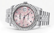 116200 | Hidden Clasp | Diamond Rolex Datejust Watch | 36MM | Pink Flower Diamond Dial | Jubilee Band