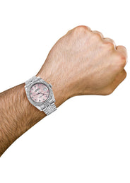 116200 | Hidden Clasp | Diamond Rolex Datejust Watch | 36MM | Pink Flower Diamond Dial | Jubilee Band