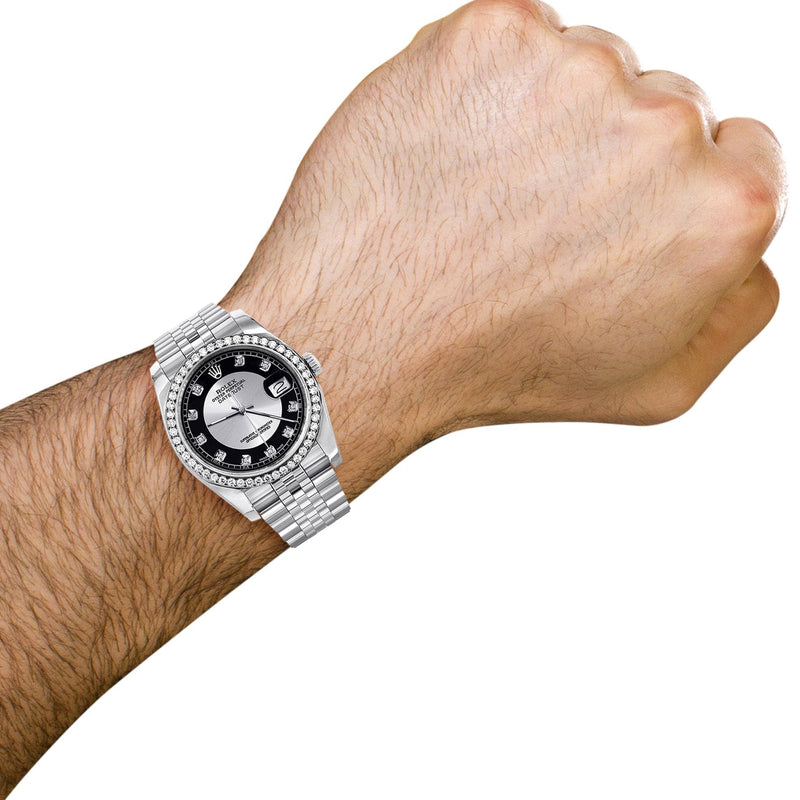 116200 | Hidden Clasp | Diamond Rolex Datejust Watch | 36MM | Tuxedo Diamond Dial | Jubilee Band