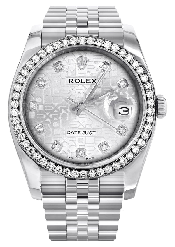 116200 | Hidden Clasp | Diamond Rolex Datejust Watch | 36 MM | Diamond Rolex Textured Jubilee Dial | Jubilee Band