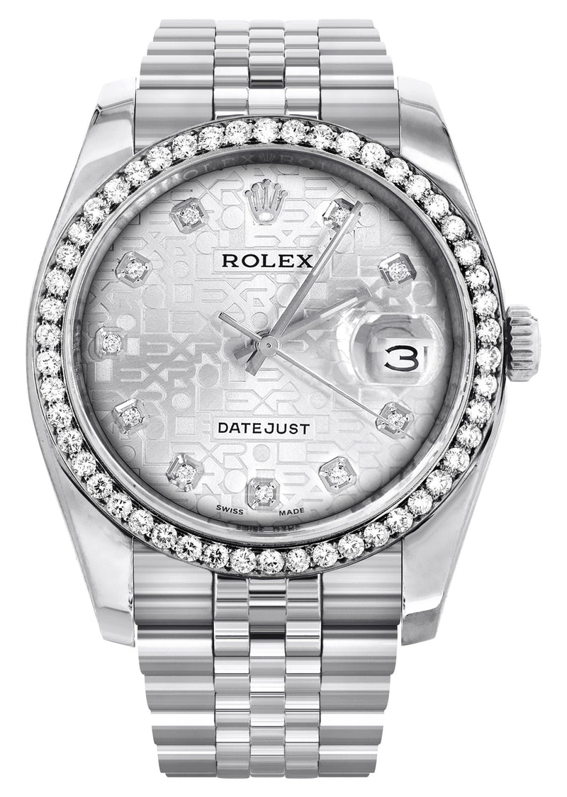 116200 | Hidden Clasp | Diamond Rolex Datejust Watch | 36 MM | Diamond Rolex Textured Jubilee Dial | Jubilee Band