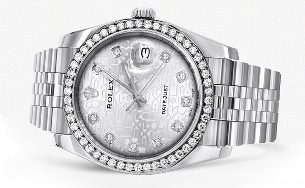 116200 | Hidden Clasp | Diamond Rolex Datejust Watch | 36 MM | Diamond Rolex Textured Jubilee Dial | Jubilee Band