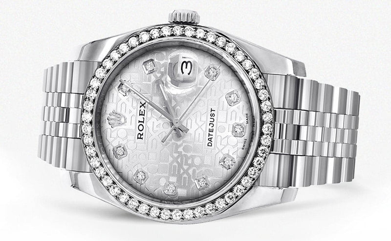 116200 | Hidden Clasp | Diamond Rolex Datejust Watch | 36 MM | Diamond Rolex Textured Jubilee Dial | Jubilee Band