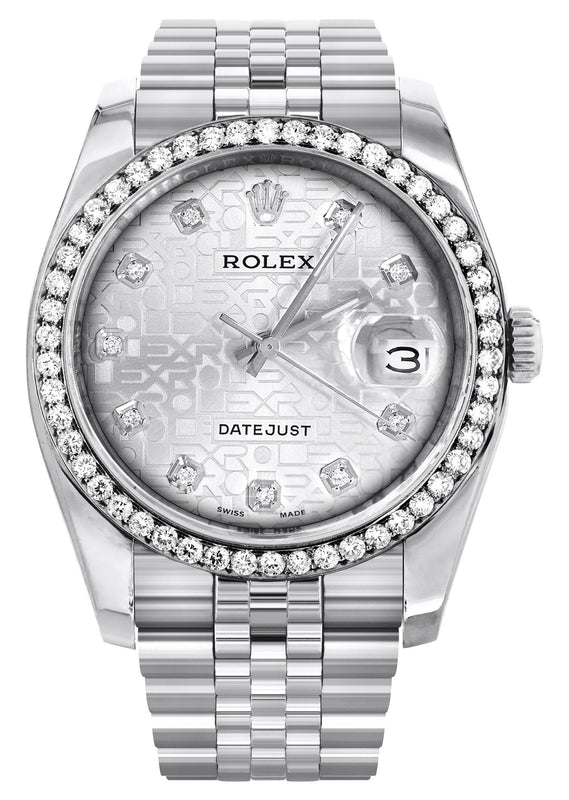 116200 | Hidden Clasp | Diamond Rolex Datejust Watch | 36 MM | Diamond Rolex Textured Jubilee Dial | Jubilee Band