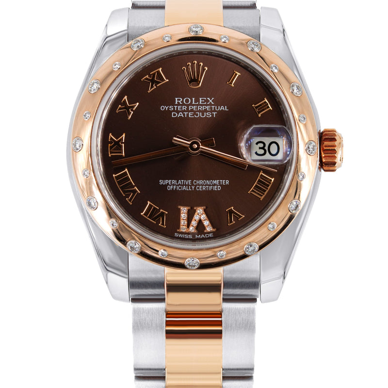 ROLEX DATEJUST 31 MM | OYSTER BAND 18K GOLD & STEEL WATCH | 178341 | 18K ROSE GOLD SMOOTH | WHITE ROMAN