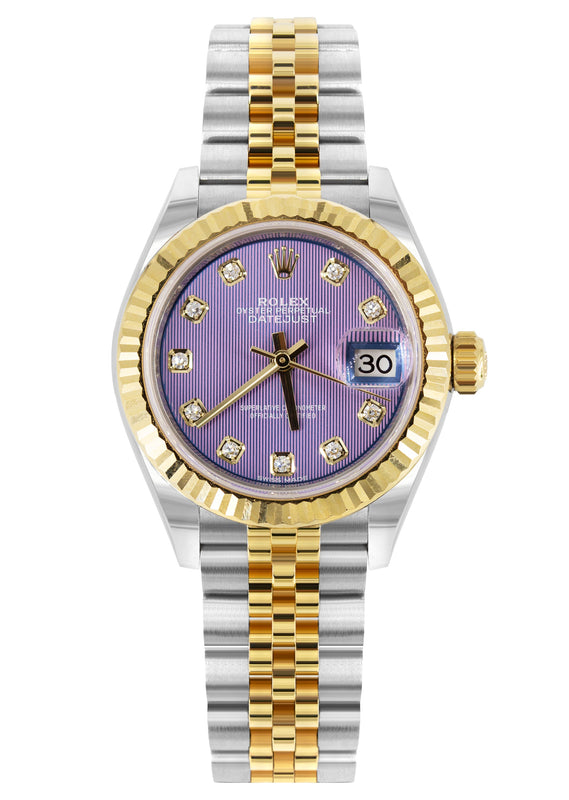 ROLEX DATEJUST 28 MM | JUBILEE BAND 18K GOLD & STEEL WATCH | 279173 | 18KYELLOW GOLD SMOOTH | DIAMOND LAVENDER DIAL