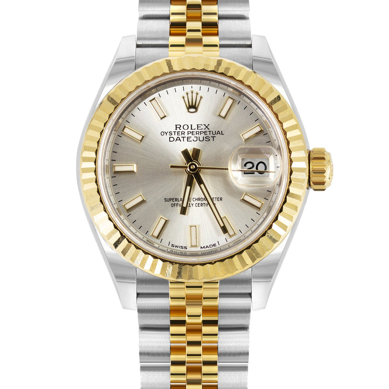 ROLEX DATEJUST 28 MM | JUBILEE BAND 18K GOLD & STEEL WATCH | 279173 | 18K YELLOW GOLD SMOOTH | SILVER STICK