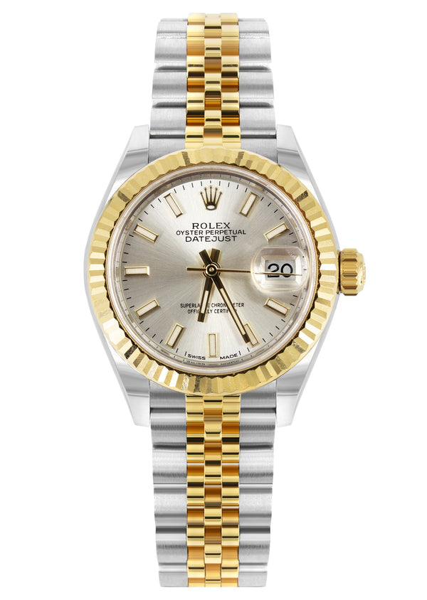 ROLEX DATEJUST 28 MM | JUBILEE BAND 18K GOLD & STEEL WATCH | 279173 | 18K YELLOW GOLD SMOOTH | SILVER STICK