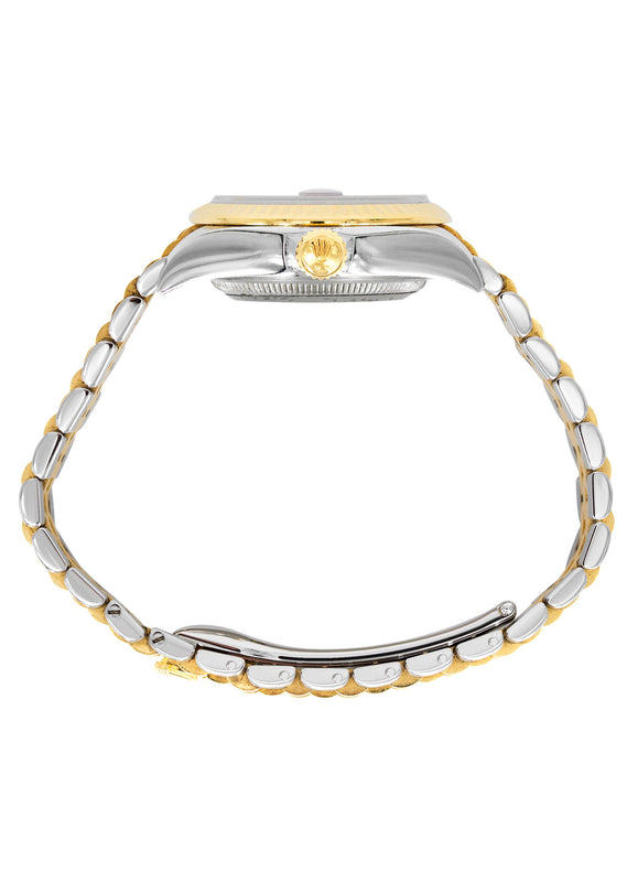 ROLEX DATEJUST 28 MM | JUBILEE BAND 18K GOLD & STEEL WATCH | 279173 | 18K YELLOW GOLD SMOOTH | SILVER STICK