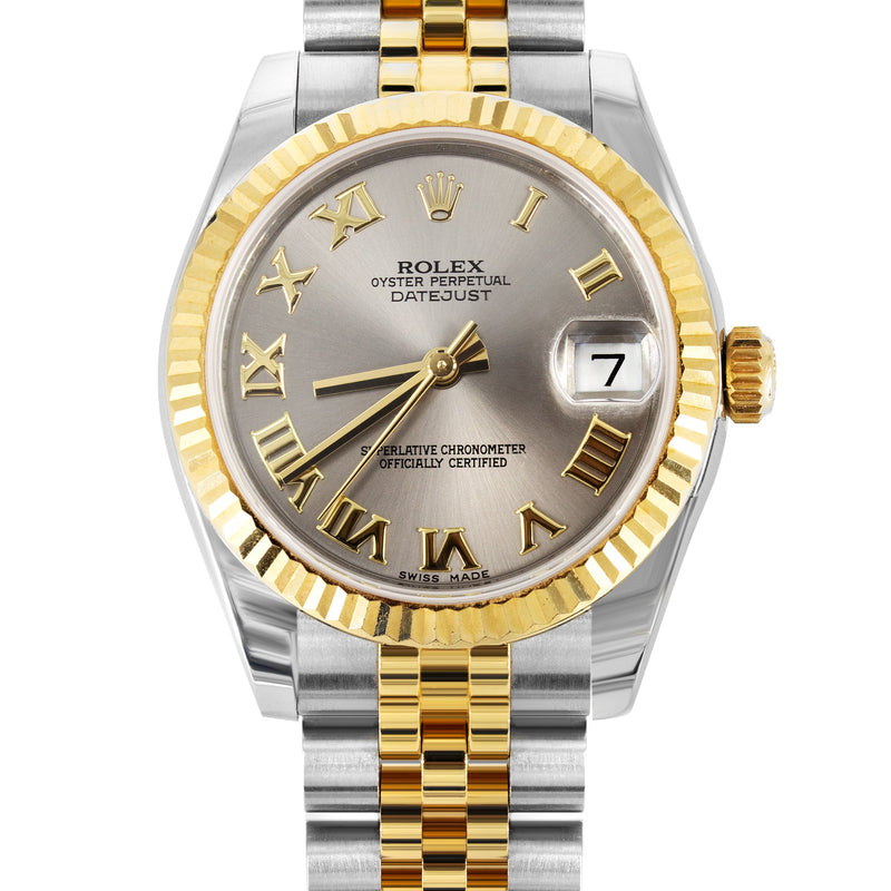 ROLEX DATEJUST 31 MM | JUBILEE BAND 18K GOLD & STEEL WATCH | 178273 | 18KYELLOW GOLD SMOOTH | GREY ROMAN