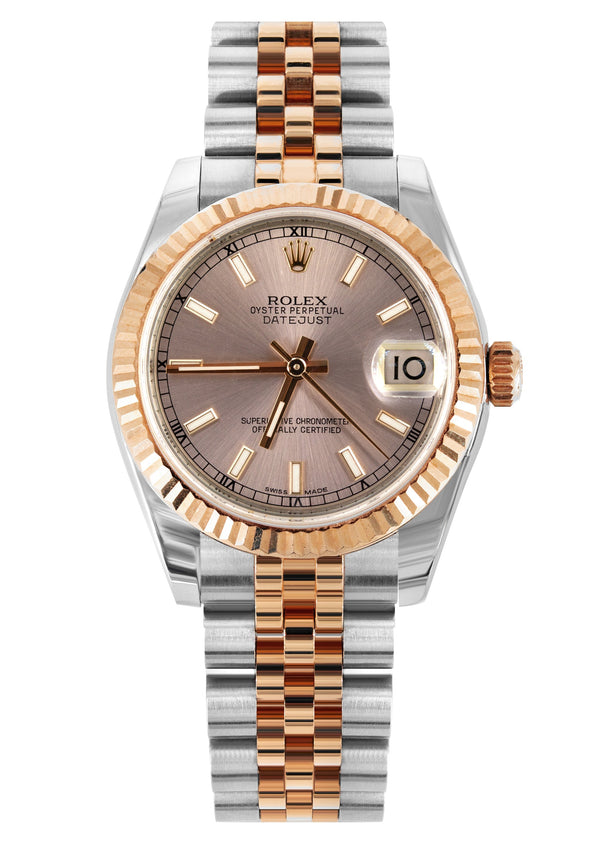 ROLEX DATEJUST 31 MM | OYSTER BAND 18K GOLD & STEEL WATCH | 178271 | 18KYELLOW GOLD SMOOTH | PINK STICK