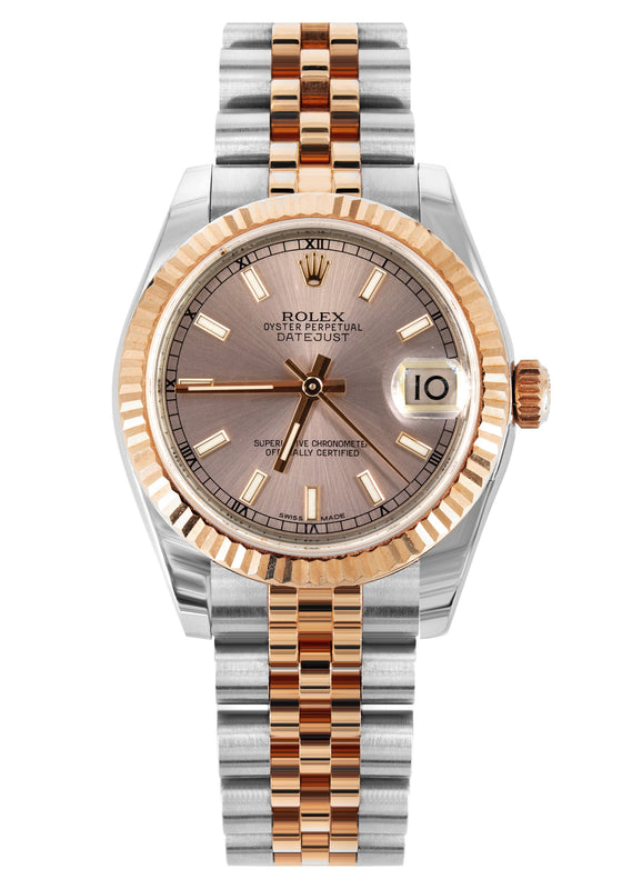ROLEX DATEJUST 31 MM | OYSTER BAND 18K GOLD & STEEL WATCH | 178271 | 18KYELLOW GOLD SMOOTH | PINK STICK