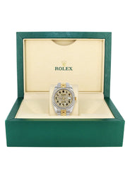 116233 | Hidden Clasp | Diamond Gold Rolex Watch For Men | 36Mm | Black Arabic Full Diamond Dial | Jubilee Band