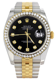 116233 | Hidden Clasp | Gold Rolex Datejust Watch | 36Mm | Black Dial | Jubilee Band