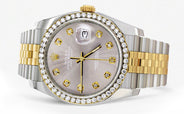 116233 | Hidden Clasp | Diamond Rolex Mens Watch Datejust | 36Mm | Grey Dial | Jubilee Band