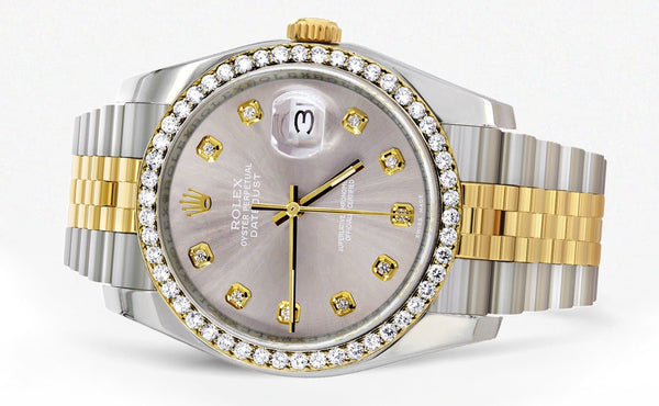 116233 | Hidden Clasp | Diamond Rolex Mens Watch Datejust | 36Mm | Grey Dial | Jubilee Band