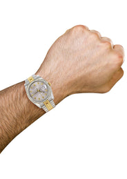 116233 | Hidden Clasp | Diamond Rolex Mens Watch Datejust | 36Mm | Grey Dial | Jubilee Band
