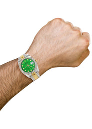 116233 | Hidden Clasp | Gold Rolex Datejust Watch | 36Mm | Green Dial | Jubilee Band