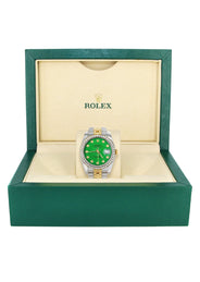 116233 | Hidden Clasp | Gold Rolex Datejust Watch | 36Mm | Green Dial | Jubilee Band