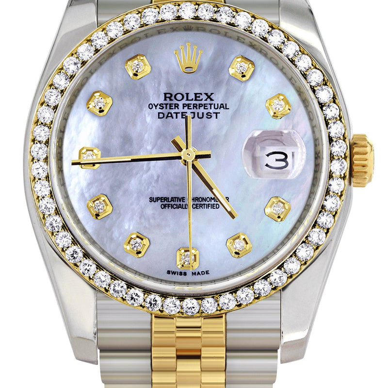 116233 | Hidden Clasp | Two Tone Rolex Datejust Watch | 36Mm | Mother of Pearl Dial | Jubilee Band