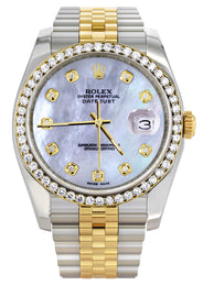 116233 | Hidden Clasp | Two Tone Rolex Datejust Watch | 36Mm | Mother of Pearl Dial | Jubilee Band